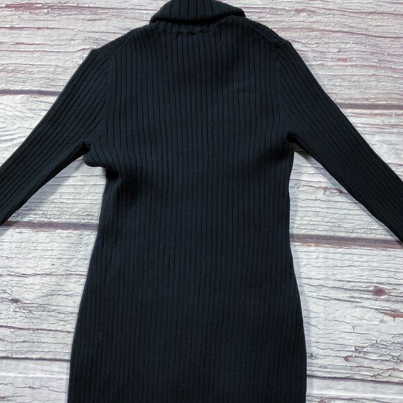Ann Taylor Womens Dress sz XS Black Ribbed Bodycon Soft Knit Turtleneck Stretch - Picture 8 of 8